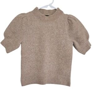 Banana Republic Womens XS Tan Wool Alpaca‎ Blend Puff Sleeve Quiet Luxury
